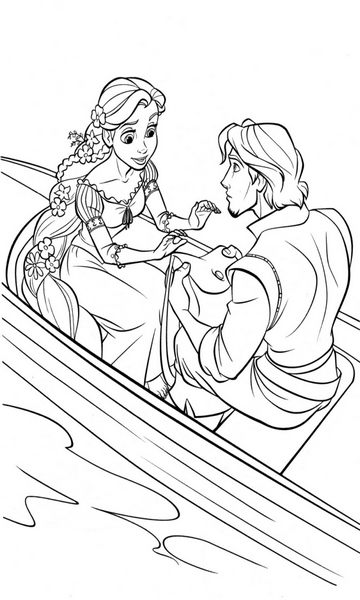 kolorowanka Zaplątani do wydruku malowanka coloring page Tangled Roszpunka i Flynn z bajki dla dzieci nr 3